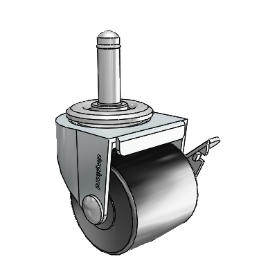 00 Series Grip Ring Zinc Swivel Caster with 2 x 1.8125 Black Polyolefin Wheel and Side Brake