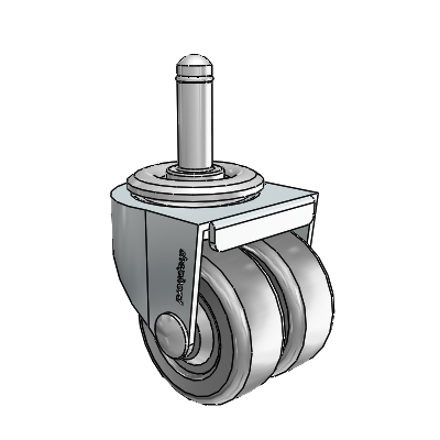 00 Series Grip Ring Zinc Swivel Caster with 2 x .8125 Dark Grey Soft Rubber Wheel