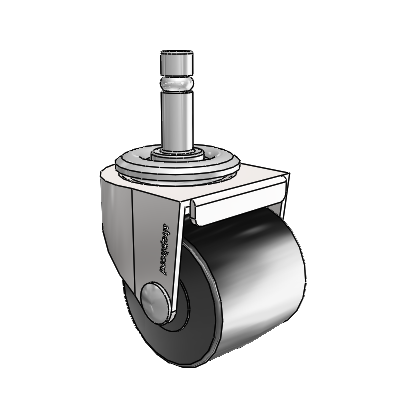 00 Series Grip Ring Bright Chrome Swivel Caster with 2 x 1.8125 Black Polyolefin Wheel
