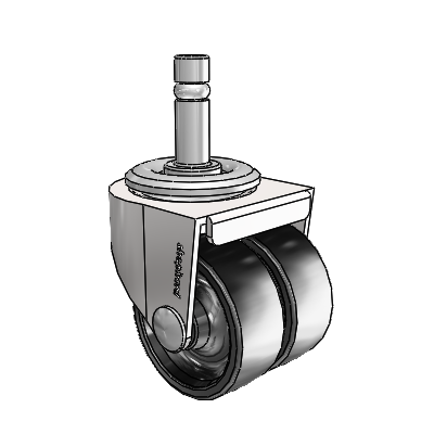 00 Series Grip Ring Bright Chrome Swivel Caster with 2 x .8125 Black Polyolefin Wheel