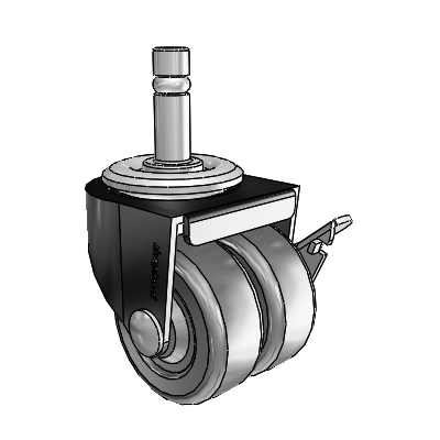 00 Series Grip Ring Black Oxide Swivel Caster with 2 x .8125 Loden Grey Hard Rubber Wheel and Side Brake