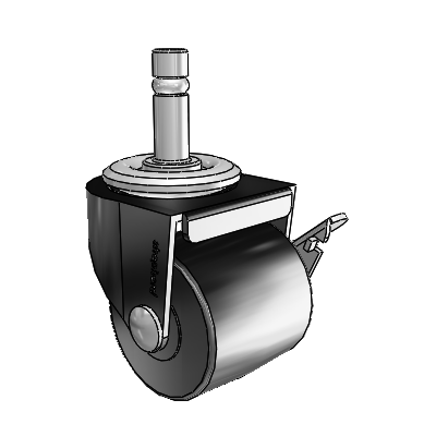 00 Series Grip Ring Black Oxide Swivel Caster with 2 x 1.8125 Black Polyolefin Wheel and Side Brake
