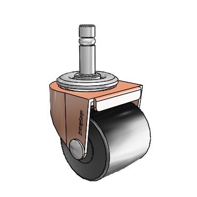 00 Series Grip Ring Copper Oxide Swivel Caster with 2 x 1.8125 Black Polyolefin Wheel