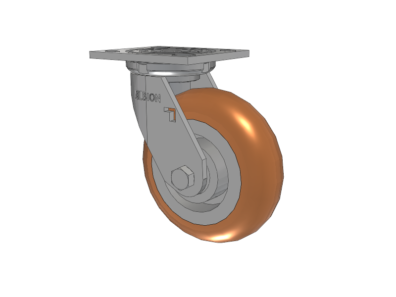 16 Series Top Plate Swivel Caster with 6 x 2 Butterscotch Tread on Aluminum Core PM - Round Polyurethane (Aluminum Core) Wheel