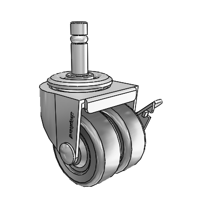 00 Series Grip Ring Polished Nickel Swivel Caster with 2 x .8125 Loden Grey Hard Rubber Wheel and Side Brake