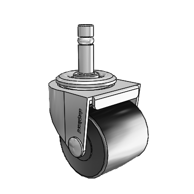 00 Series Grip Ring Polished Nickel Swivel Caster with 2 x 1.8125 Black Polyolefin Wheel