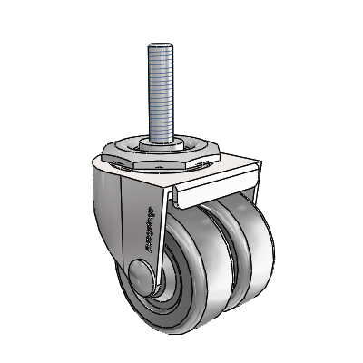 00 Series Threaded Stem Bright Chrome Swivel Caster with 2 x .8125 Dark Grey Soft Rubber Wheel