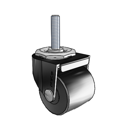 00 Series Threaded Stem Black Oxide Swivel Caster with 2 x 1.8125 Black Polyolefin Wheel