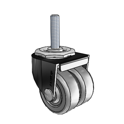 00 Series Threaded Stem Black Oxide Swivel Caster with 2 x .8125 Dark Grey Soft Rubber Wheel