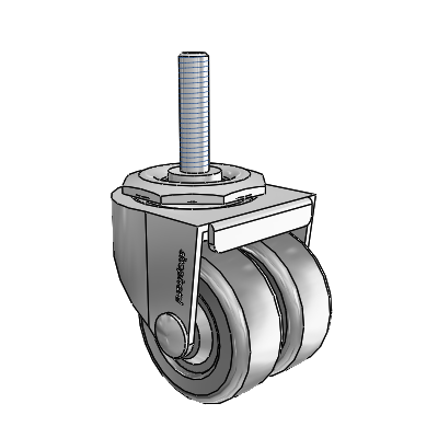 00 Series Threaded Stem Polished Nickel Swivel Caster with 2 x .8125 Dark Grey Soft Rubber Wheel