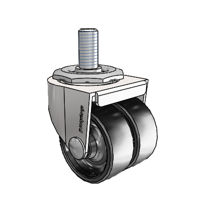 00 Series Threaded Stem Bright Chrome Swivel Caster with 2 x .8125 Black Polyolefin Wheel
