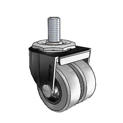 00 Series Threaded Stem Black Oxide Swivel Caster with 2 x .8125 Grey Thermoplastic Rubber Wheel