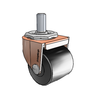00 Series Threaded Stem Copper Oxide Swivel Caster with 2 x 1.8125 Black Polyolefin Wheel