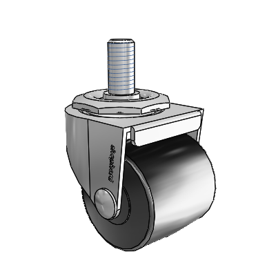 00 Series Threaded Stem Polished Nickel Swivel Caster with 2 x 1.8125 Black Polyolefin Wheel