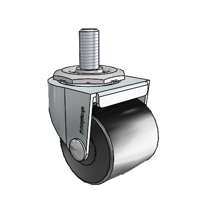 00 Series Threaded Stem Zinc Swivel Caster with 2 x 1.8125 Black Polyolefin Wheel