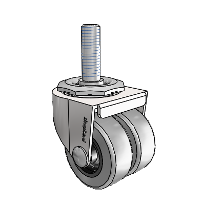 00 Series Threaded Stem Bright Chrome Swivel Caster with 2 x .8125 Grey Thermoplastic Rubber Wheel