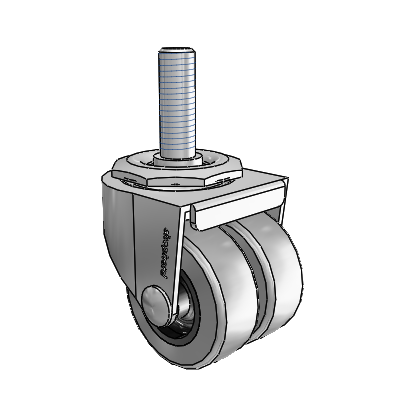 00 Series Threaded Stem Polished Nickel Swivel Caster with 2 x .8125 Grey Thermoplastic Rubber Wheel