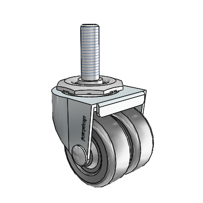 00 Series Threaded Stem Zinc Swivel Caster with 2 x .8125 Loden Grey Hard Rubber Wheel