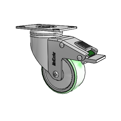 Chrome Hospital CH Top Plate Swivel Caster with 3 x 1.25 Antimicrobial Rubber Wheel and Directional Lock Brake
