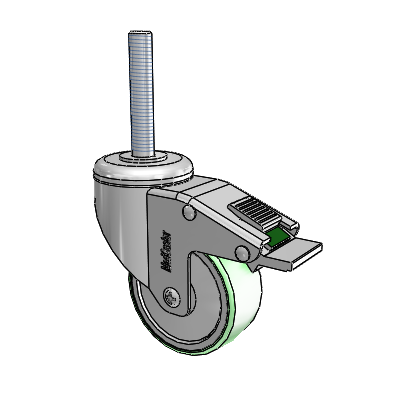 Chrome Hospital CH Threaded Stem Swivel Caster with 3 x 1.25 Antimicrobial Rubber Wheel and Directional Lock Brake