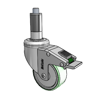 Chrome Hospital CH Expanding Adapter (Rubber) Swivel Caster with 3 x 1.25 Antimicrobial Rubber Wheel and Directional Lock Brake