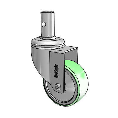 Chrome Hospital CH Round Stem Swivel Caster with 3 x 1.25 Antimicrobial Rubber Wheel