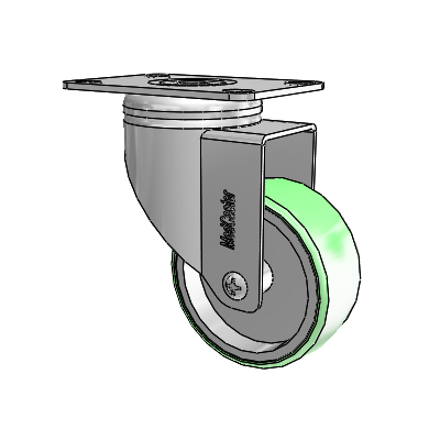 Chrome Hospital CH Top Plate Swivel Caster with 3 x 1.25 Antimicrobial Rubber Wheel