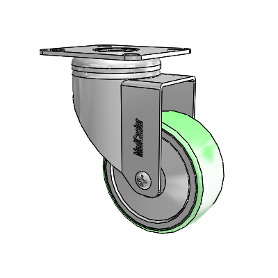 Chrome Hospital CH Top Plate Swivel Caster with 3 x 1.25 Antimicrobial Rubber Wheel