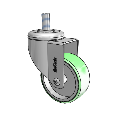 Chrome Hospital CH Threaded Stem Swivel Caster with 3 x 1.25 Antimicrobial Rubber Wheel