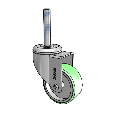 Chrome Hospital CH Threaded Stem Swivel Caster with 3 x 1.25 Antimicrobial Rubber Wheel