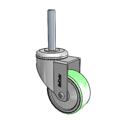 Chrome Hospital CH Threaded Stem Swivel Caster with 3 x 1.25 Antimicrobial Rubber Wheel