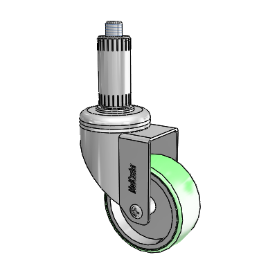 Chrome Hospital CH Expanding Adapter (Nylon) Swivel Caster with 3 x 1.25 Antimicrobial Rubber Wheel