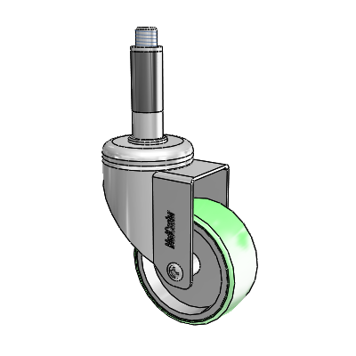 Chrome Hospital CH Expanding Adapter (Rubber) Swivel Caster with 3 x 1.25 Antimicrobial Rubber Wheel