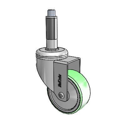 Chrome Hospital CH Expanding Adapter (Rubber) Swivel Caster with 3 x 1.25 Antimicrobial Rubber Wheel