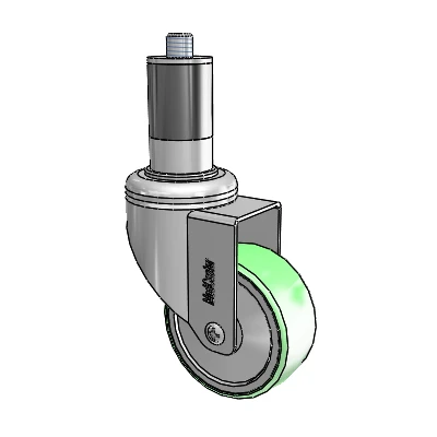 Chrome Hospital CH Expanding Adapter (Rubber) Swivel Caster with 3 x 1.25 Antimicrobial Rubber Wheel