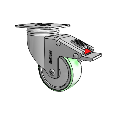 Chrome Hospital CH Top Plate Swivel Caster with 3 x 1.25 Antimicrobial Rubber Wheel and Total Lock Brake