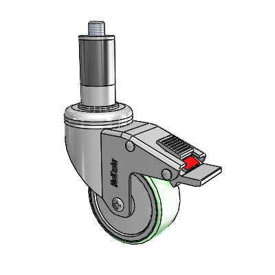 Chrome Hospital CH Expanding Adapter (Rubber) Swivel Caster with 3 x 1.25 Antimicrobial Rubber Wheel and Total Lock Brake