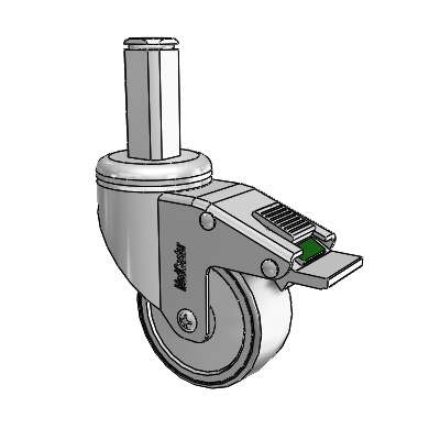 Chrome Hospital Antistatic Square Stem Swivel Caster with 3 x 1.25 Conductive Rubber Wheel and Directional Lock Brake