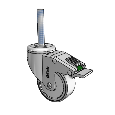 Chrome Hospital Antistatic Threaded Stem Swivel Caster with 3 x 1.25 Conductive Rubber Wheel and Directional Lock Brake