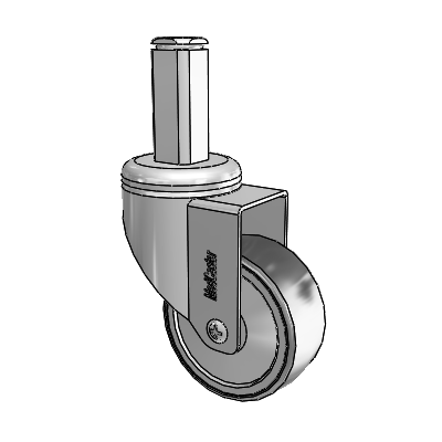 Chrome Hospital Antistatic Square Stem Swivel Caster with 3 x 1.25 Conductive Rubber Wheel