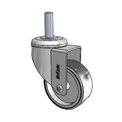 Chrome Hospital Antistatic Threaded Stem Swivel Caster with 3 x 1.25 Conductive Rubber Wheel