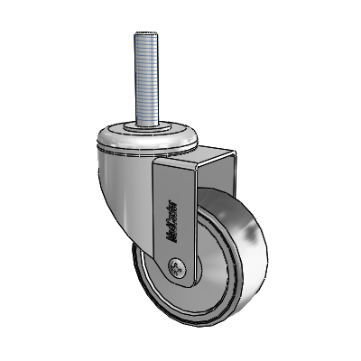 Chrome Hospital Antistatic Threaded Stem Swivel Caster with 3 x 1.25 Conductive Rubber Wheel