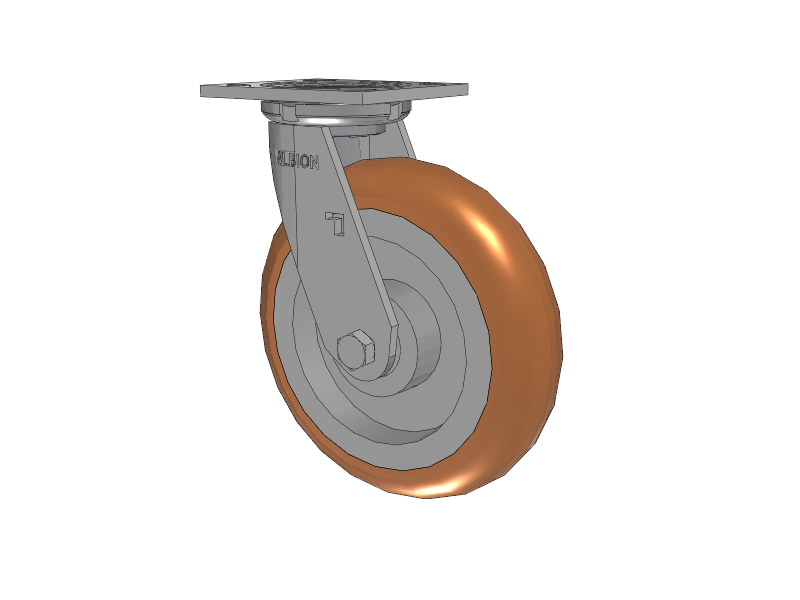 16 Series Top Plate Swivel Caster with 8 x 2 Butterscotch Tread on Aluminum Core PM - Round Polyurethane (Aluminum Core) Wheel