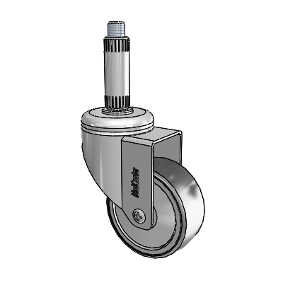 Chrome Hospital Antistatic Expanding Adapter (Nylon) Swivel Caster with 3 x 1.25 Conductive Rubber Wheel