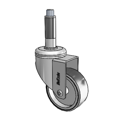 Chrome Hospital Antistatic Expanding Adapter (Rubber) Swivel Caster with 3 x 1.25 Conductive Rubber Wheel