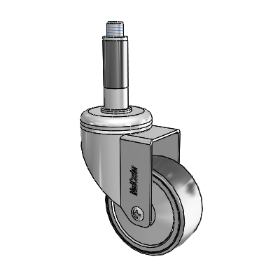 Chrome Hospital Antistatic Expanding Adapter (Rubber) Swivel Caster with 3 x 1.25 Conductive Rubber Wheel