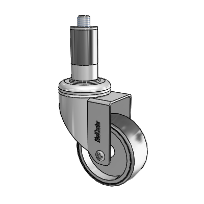 Chrome Hospital Antistatic Expanding Adapter (Rubber) Swivel Caster with 3 x 1.25 Conductive Rubber Wheel