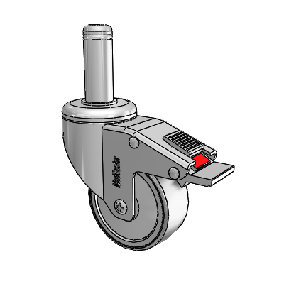 Chrome Hospital Antistatic Grip Ring Stem Swivel Caster with 3 x 1.25 Conductive Rubber Wheel and Total Lock Brake