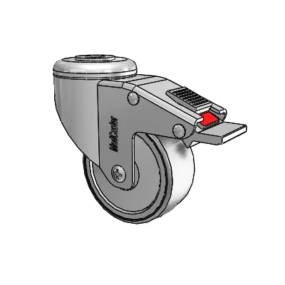 Chrome Hospital Antistatic Hollow Kingpin Swivel Caster with 3 x 1.25 Conductive Rubber Wheel and Total Lock Brake