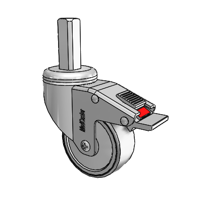Chrome Hospital Antistatic Square Stem Swivel Caster with 3 x 1.25 Conductive Rubber Wheel and Total Lock Brake